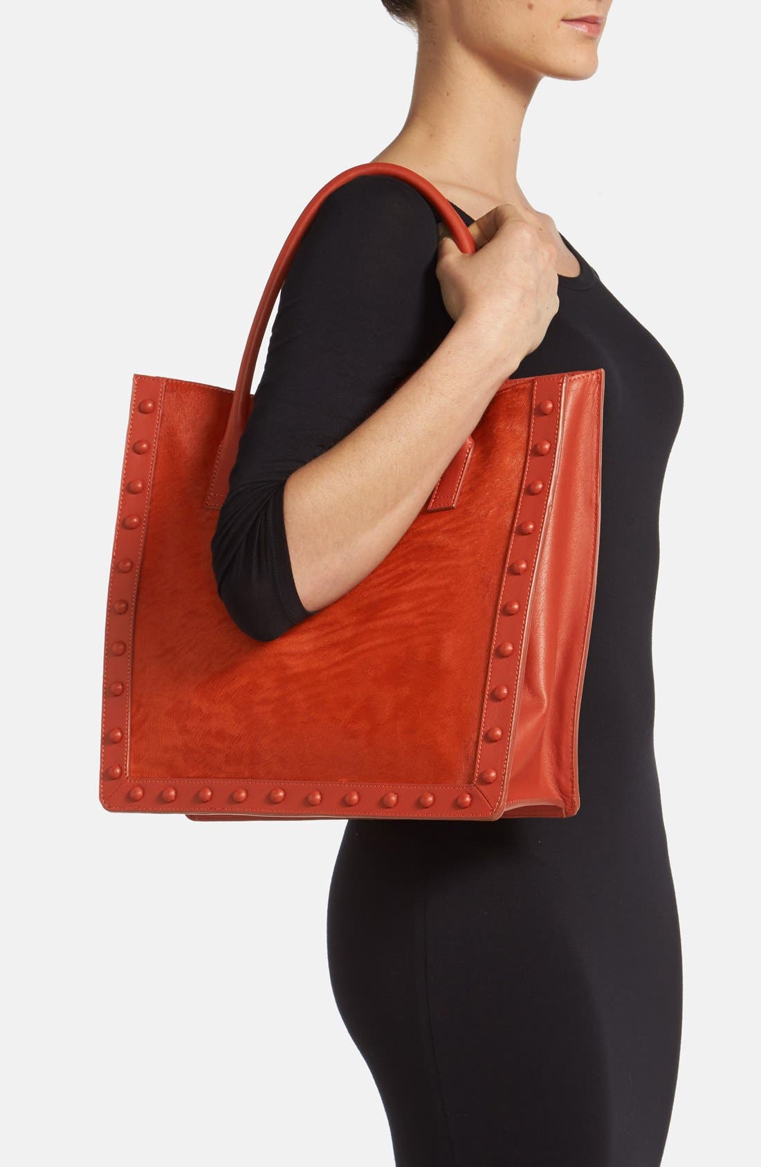 Calf Hair Tote, Alternate, color, RUST