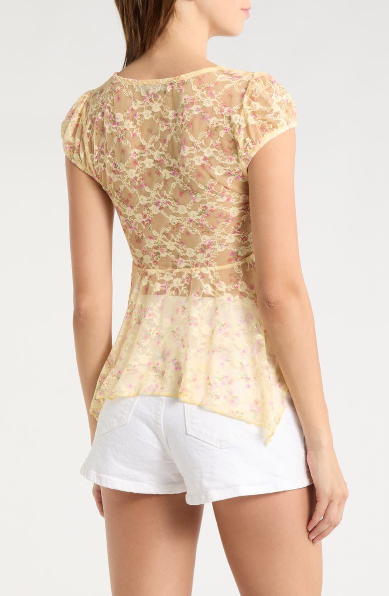 Madden Girl Cinched Cap Sleeve Top, Alternate, color, Double Cream Combo