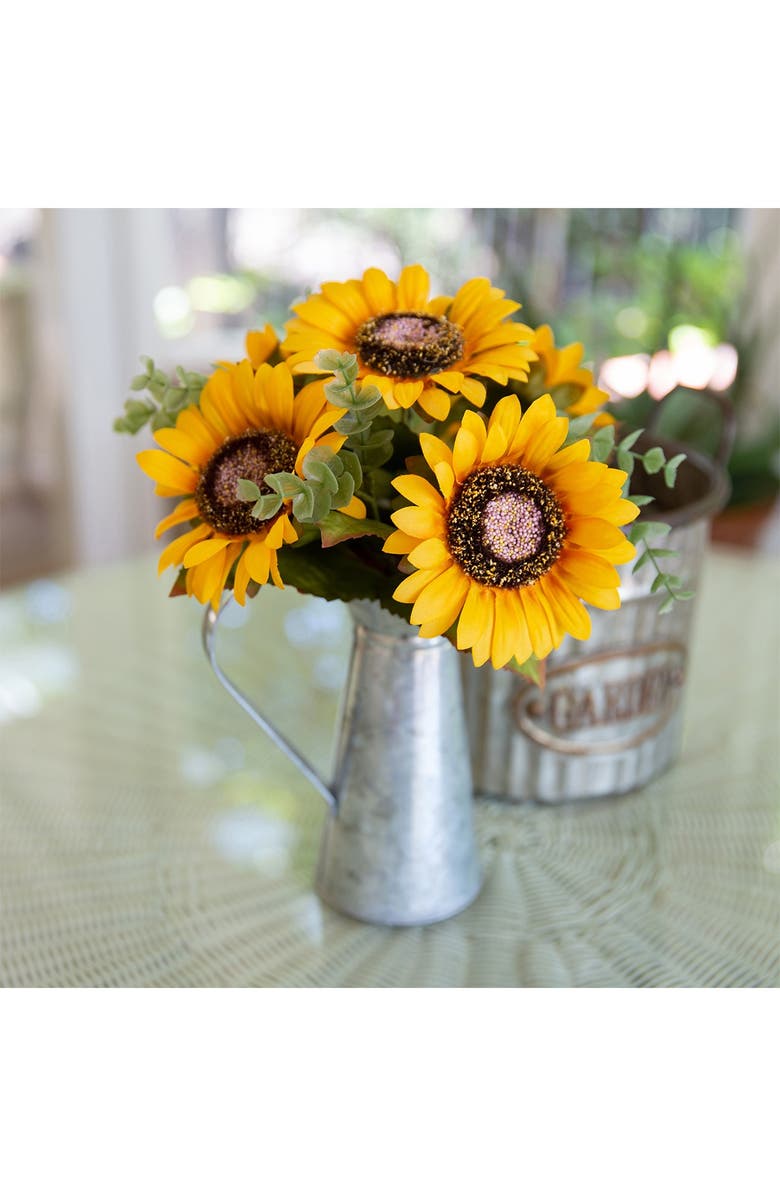 FLORA BUNDA 13" Tall Yellow Sunflowers in Watering Tin, Alternate, color,