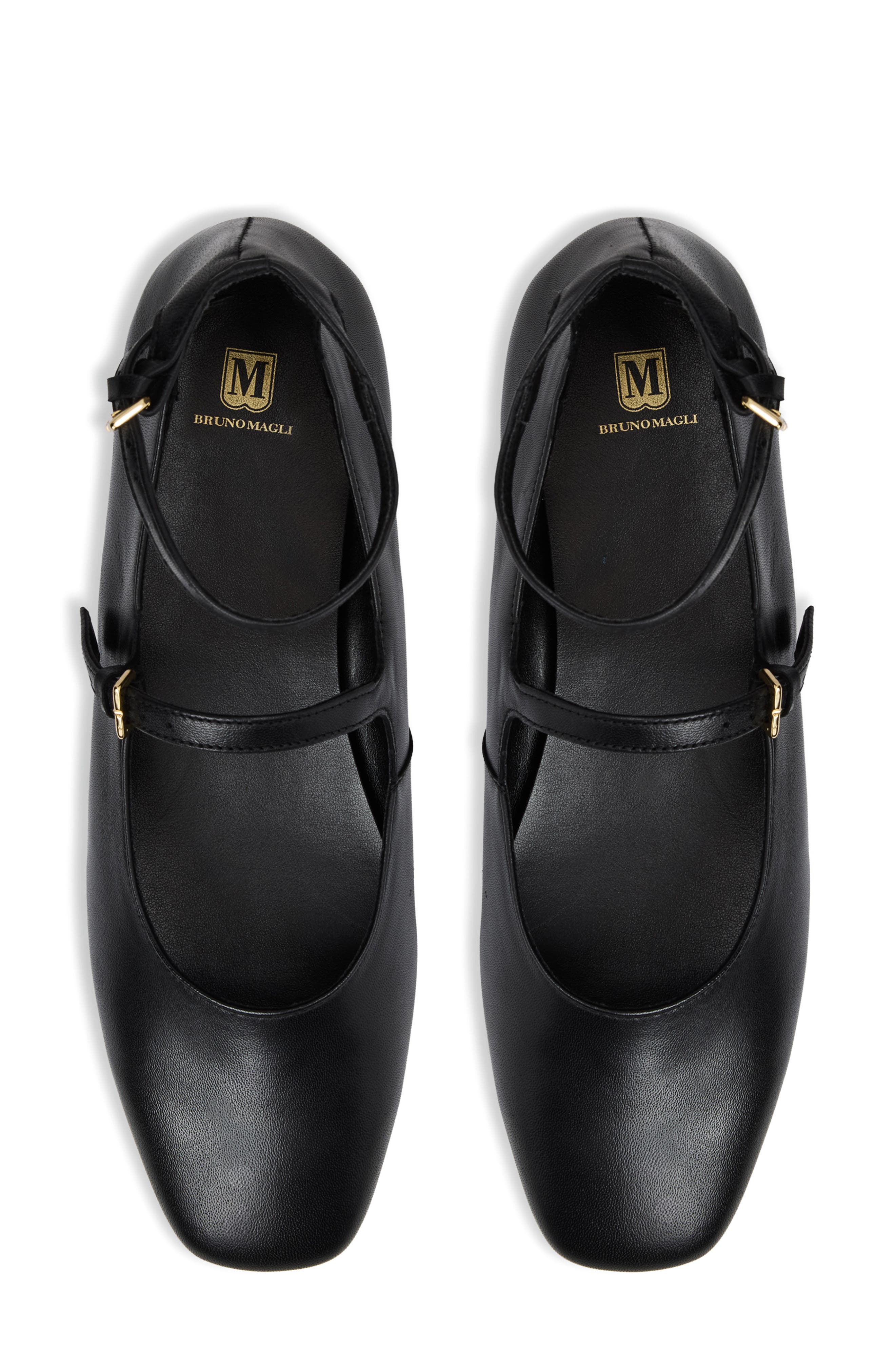 Bruno Magli Melanie Ankle Strap Flat, Alternate, color, Black Leather