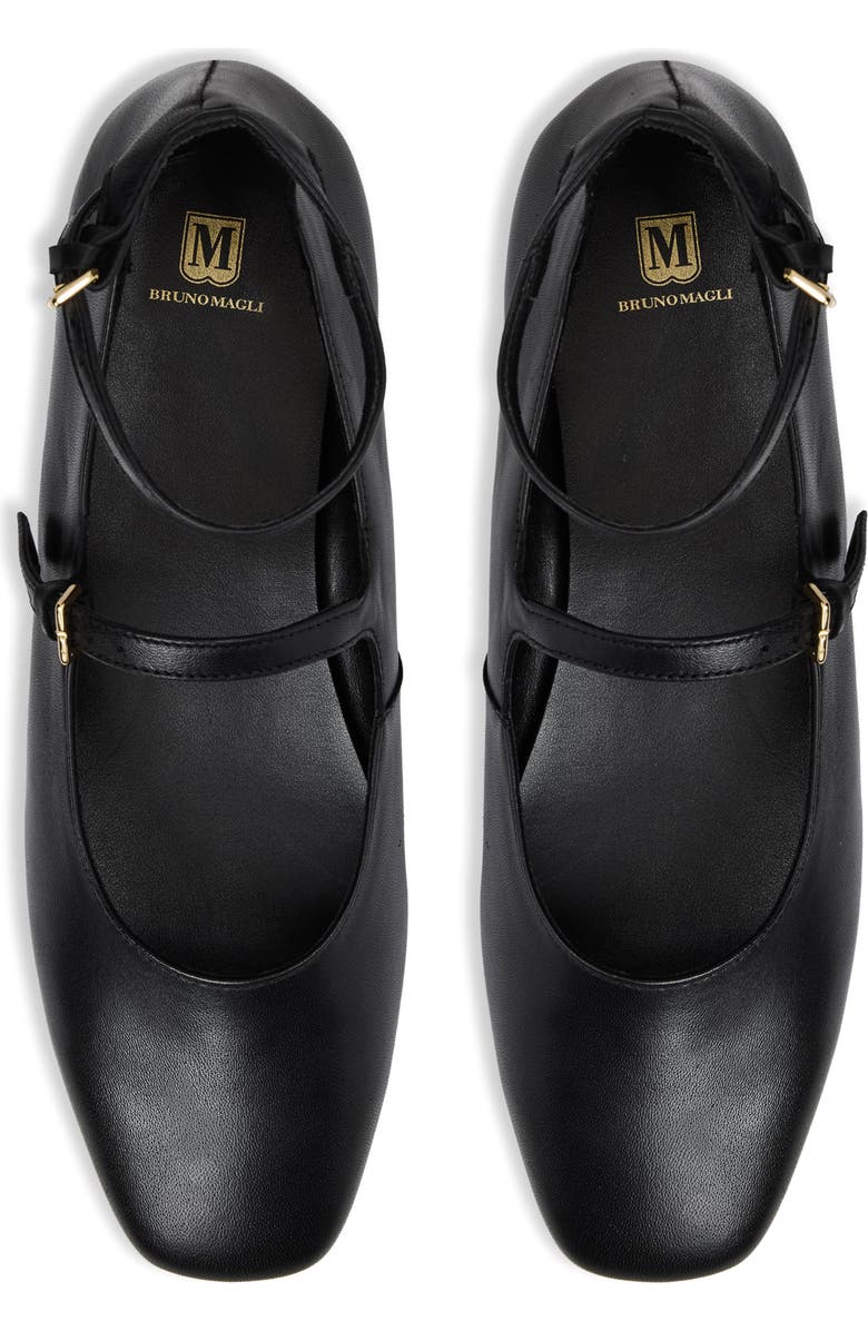 Bruno Magli Melanie Ankle Strap Flat, Alternate, color, Black Leather