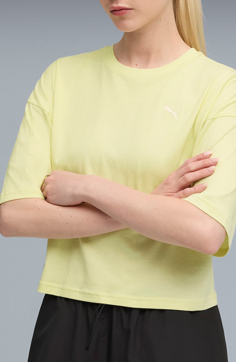 PUMA Wardrobe Essential Oversize T-Shirt, Main, color, Gold Moon