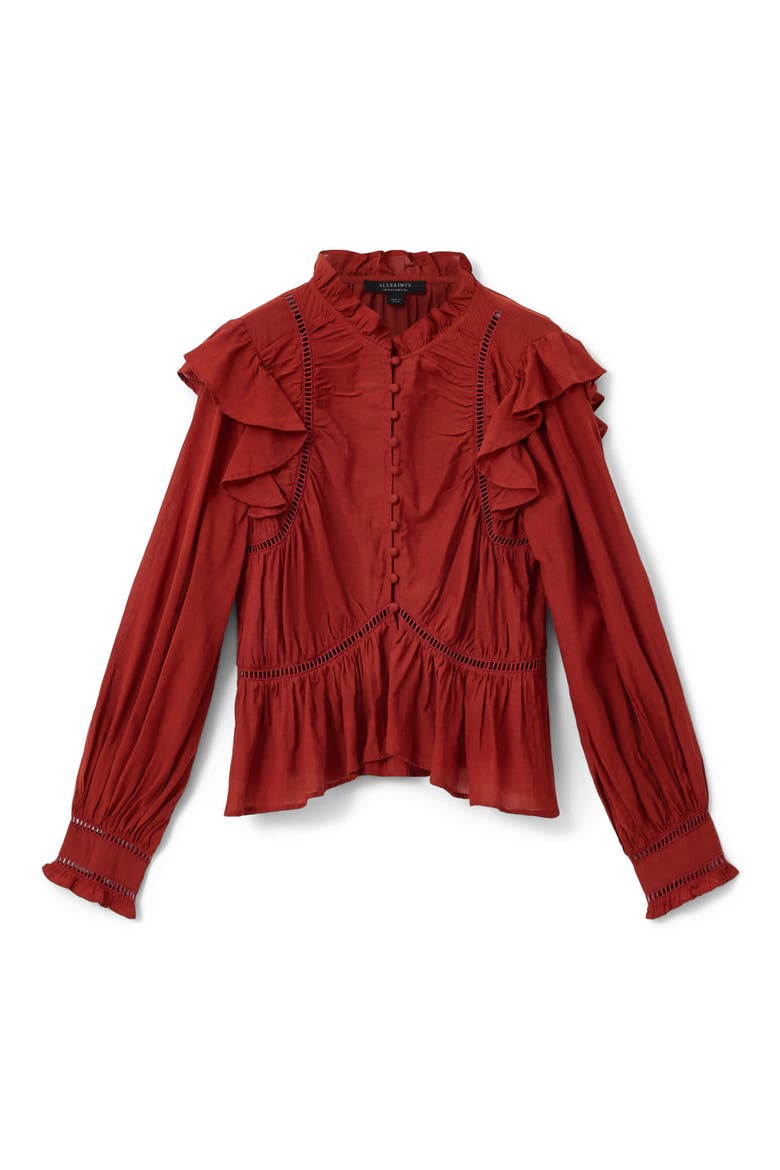 Lima Ruffle Peplum Top, Alternate, color, PAPRIKA RED