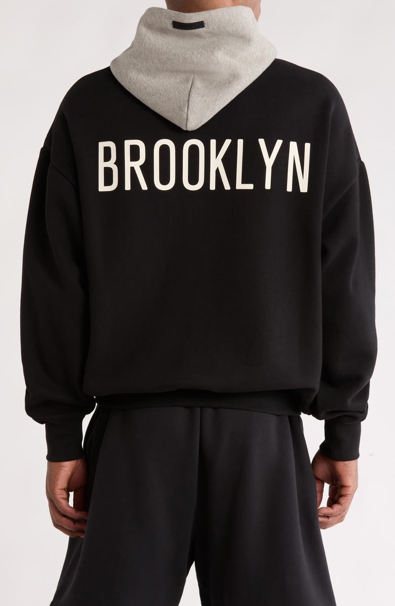 Fear of God Essentials x NBA Nets Sports Fit Hoodie, Alternate, color, Black/ Warm Heather
