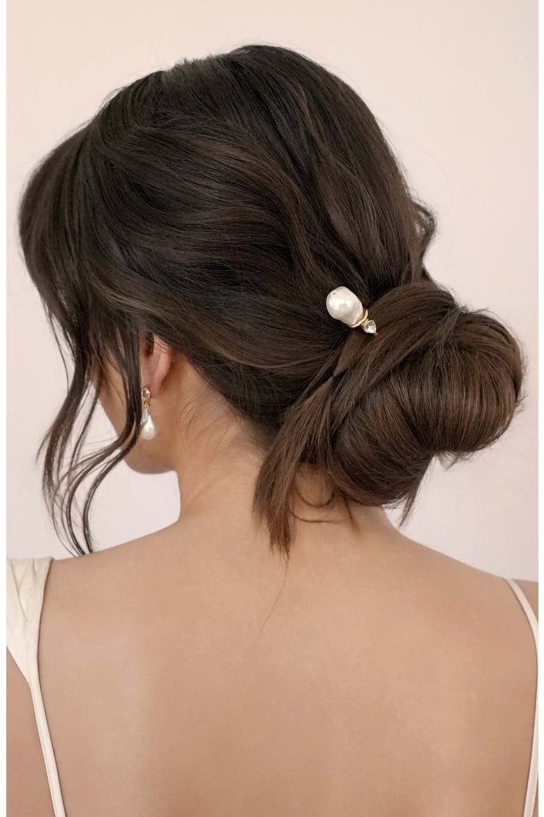 Mermaid Imitation Pearl Hair Pin, Alternate, color, GOLD