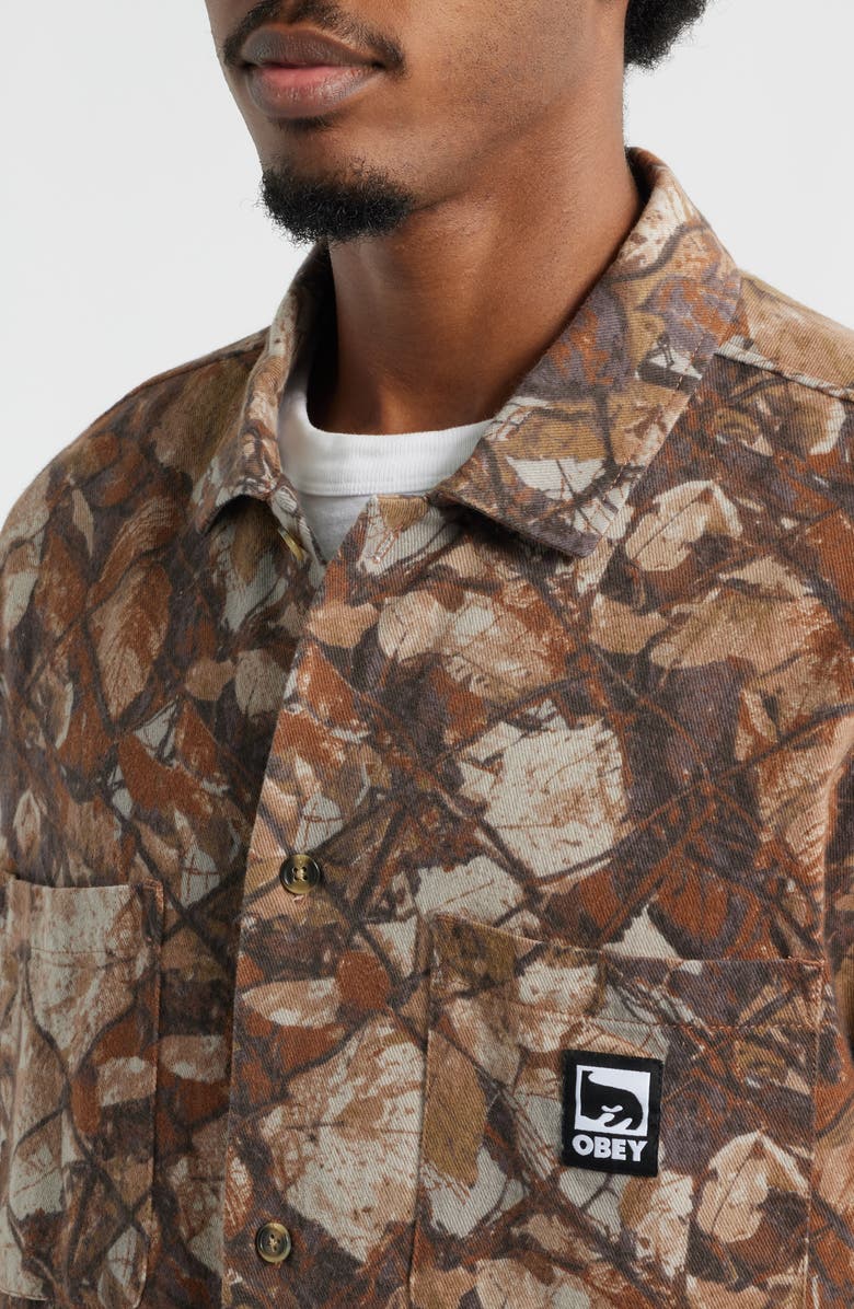 Obey Fence Camo Cotton Twill Overshirt, Alternate, color, Fence Camo Multi