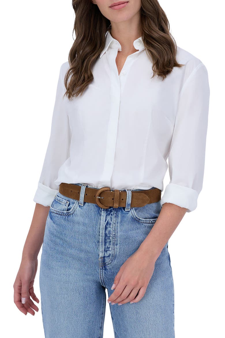 Covered Buckle Suede Belt, Alternate, color, LIGHT BROWN