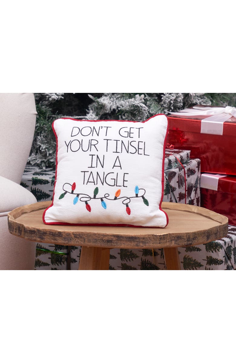 C&F Home Tinsel In A Tangle Christmas Throw Pillow, 10" x 10", Alternate, color, White