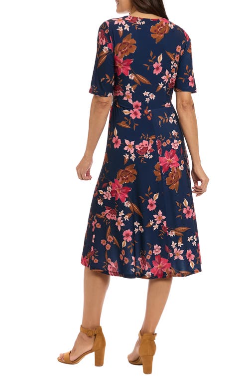 London Times Midi Fit & Flare Dress In Blue