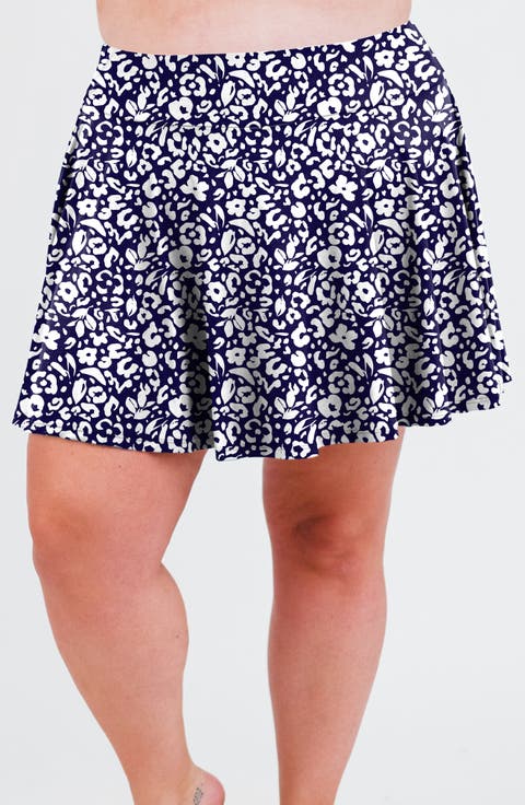 Plus Size Flowy Swim Skirt With Shorts