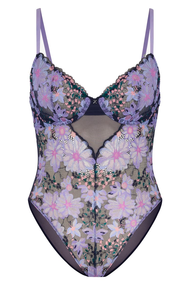Fleur Fantasy Underwire Teddy, Main, color, DARK AND STORMY BLUE