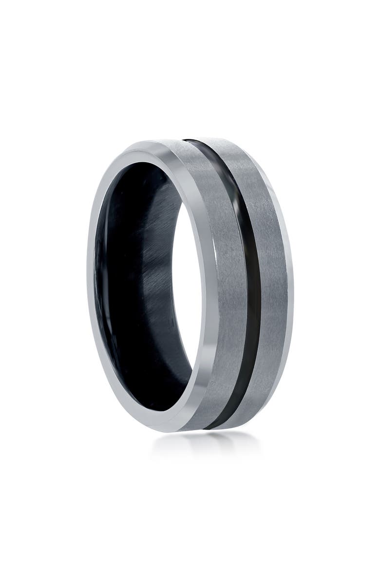 Men's Stripe Tungsten Ring, Alternate, color, GREY