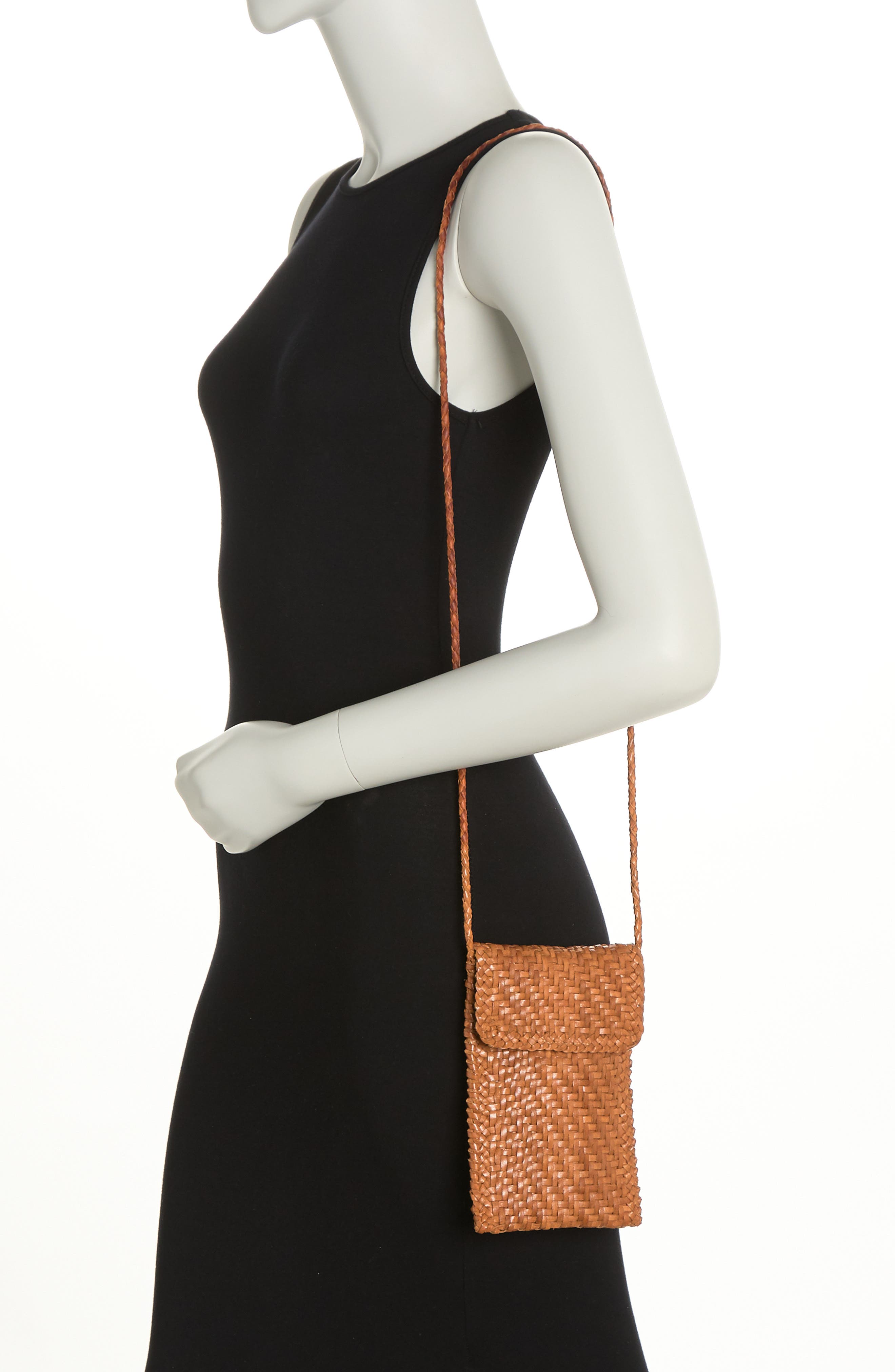 Loeffler Randall Nora Woven Leather Crossbody Phone Bag, Alternate, color, 