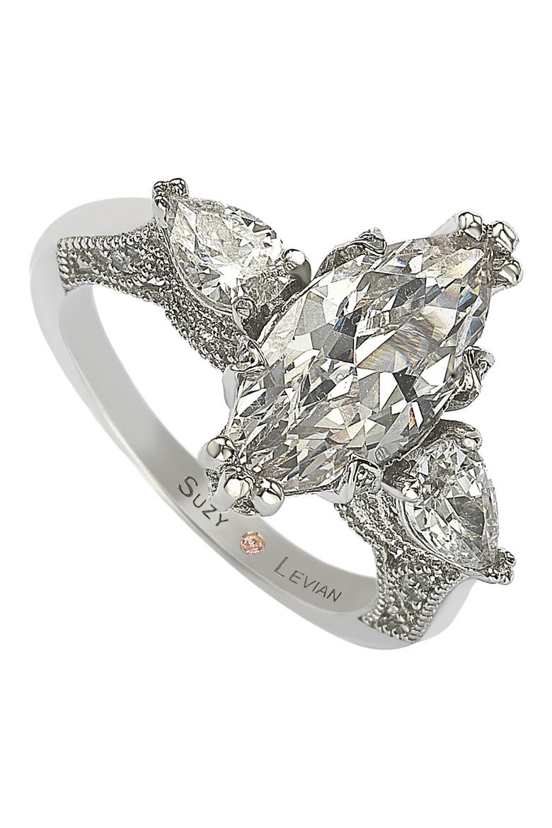 Marquise CZ Sterling Silver Ring, Main, color, WHITE