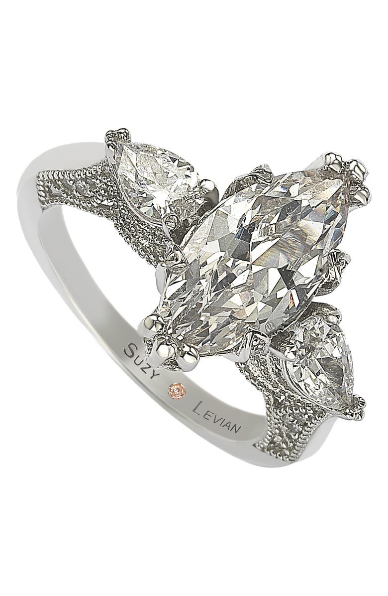 SUZY LEVIAN Marquise CZ Sterling Silver Ring, Main, color, White
