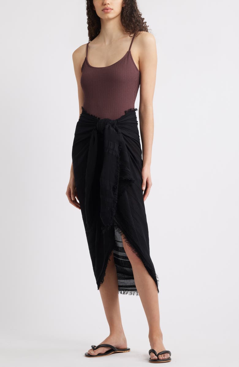 Nordstrom Sheer Stripe Pareo Wrap, Main, color, Black