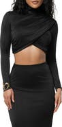 JLUXLABEL Nessa Slinky Crop Satin Top