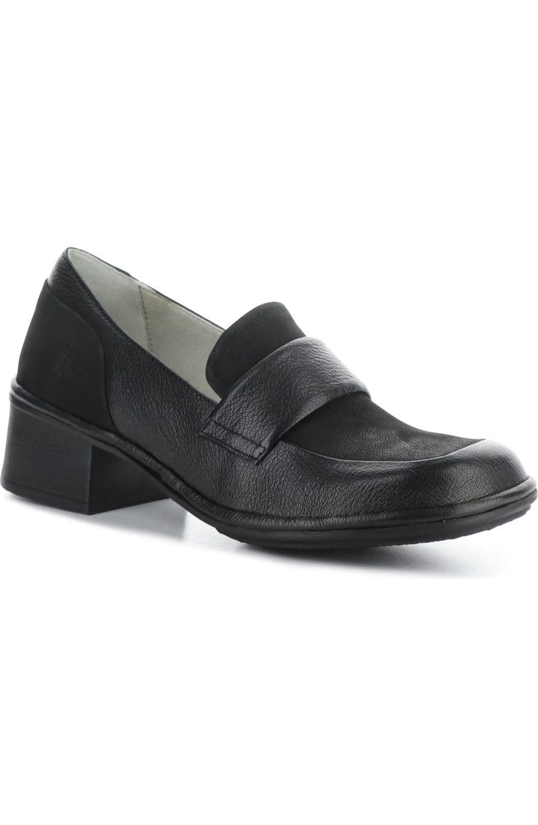 Fly London Elam Block Heel Loafer, Main, color, Black