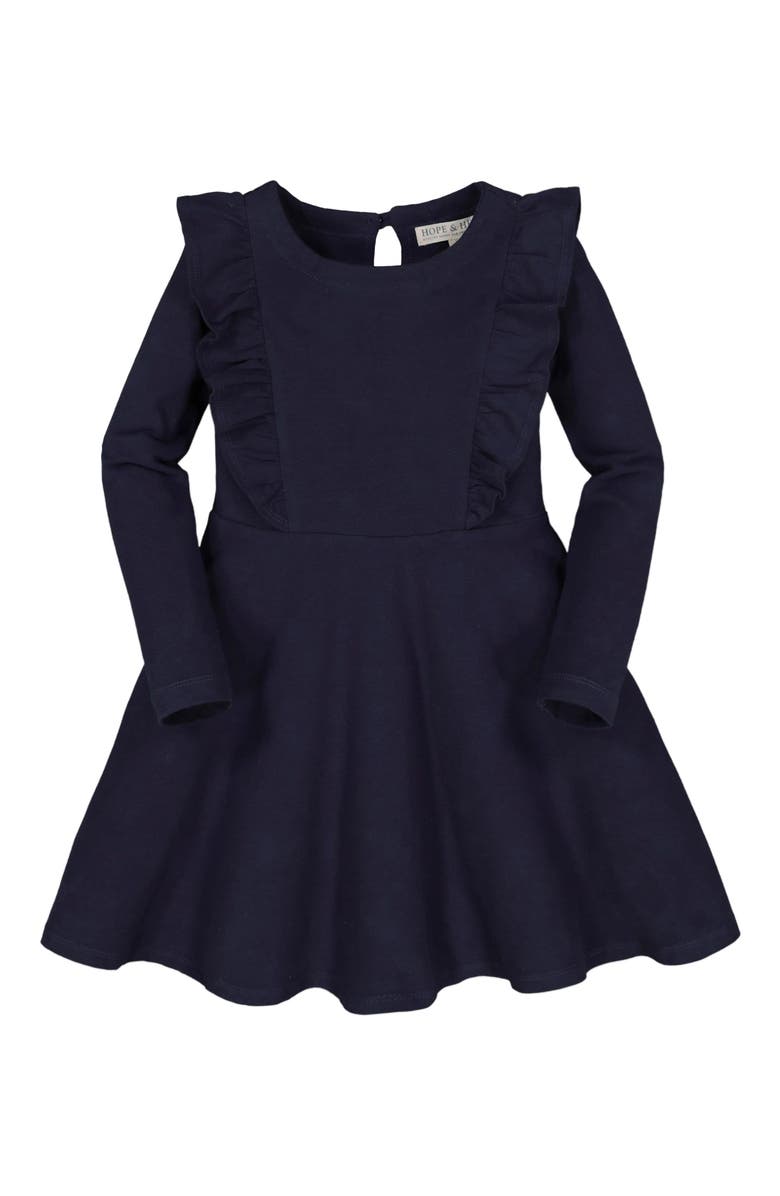 Hope & Henry Girls' Knit Pinafore Ruffle Dress, Toddler, Alternate, color, 