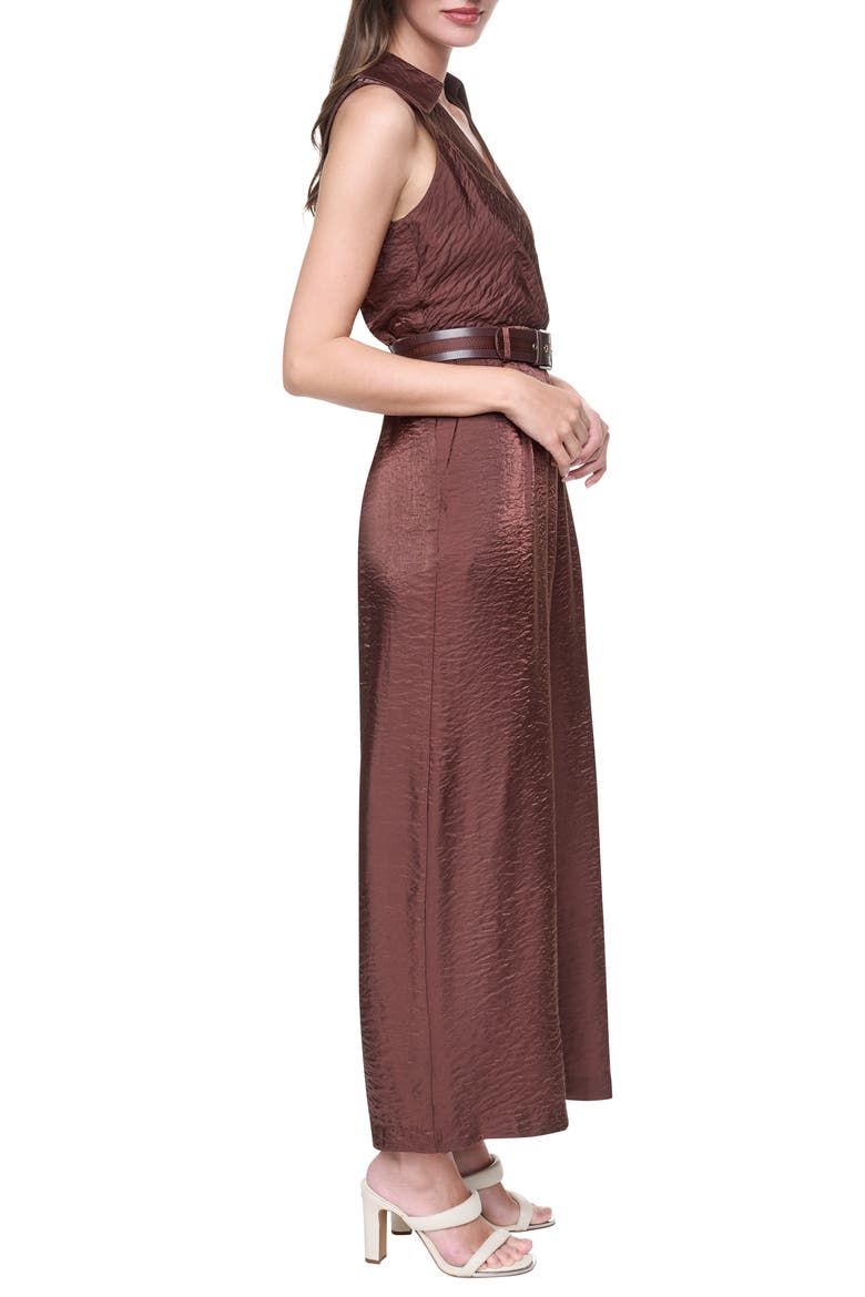 Sleeveless Belted Jumpsuit, Alternate, color, JAVA