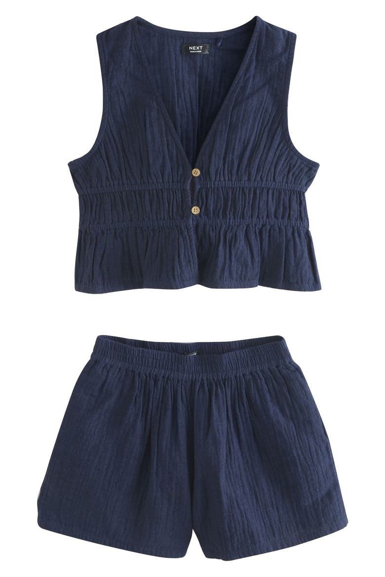 Kids' Sleeveless Top, Vest & Shorts Set, Main, color, BLUE