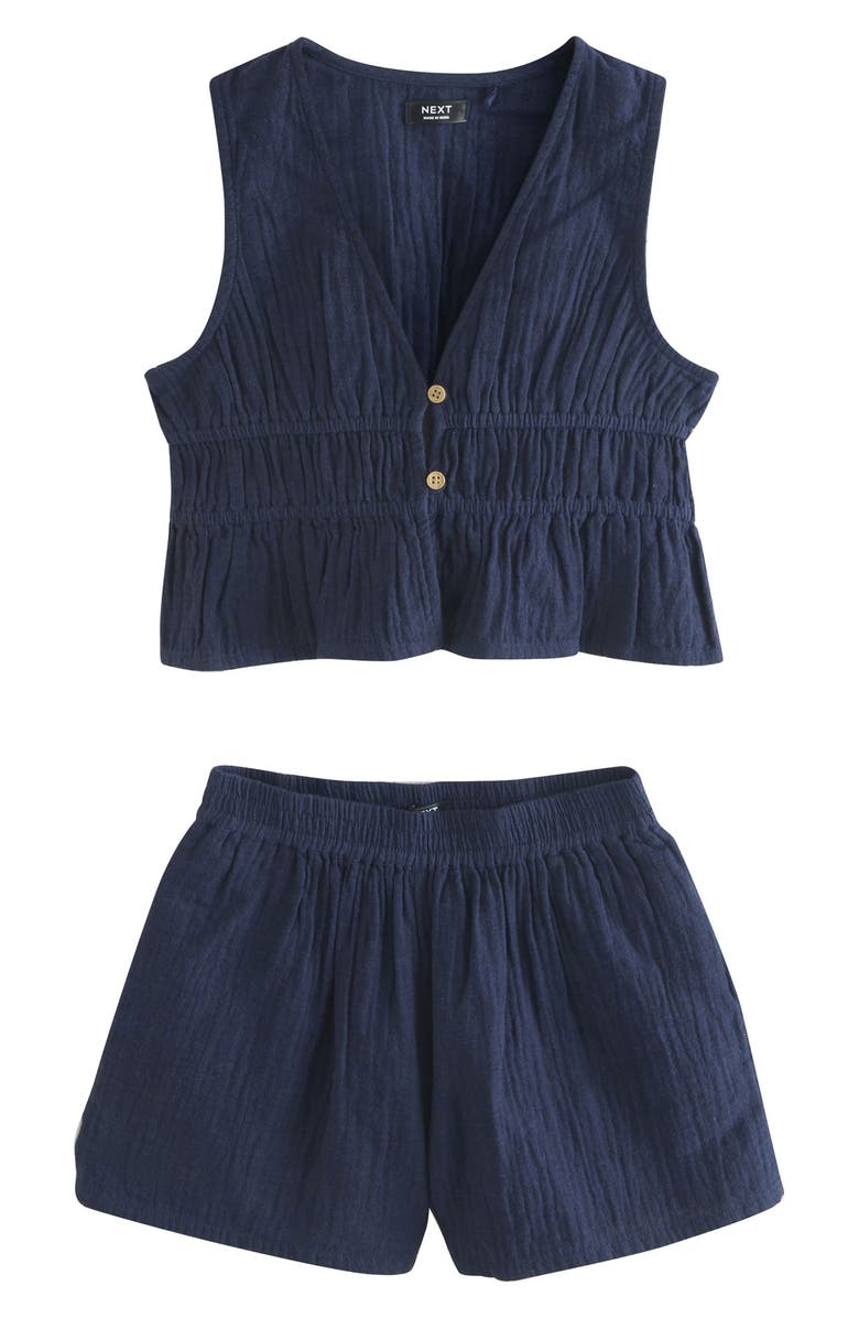 NEXT Kids' Sleeveless Top, Vest & Shorts Set, Main, color, Blue