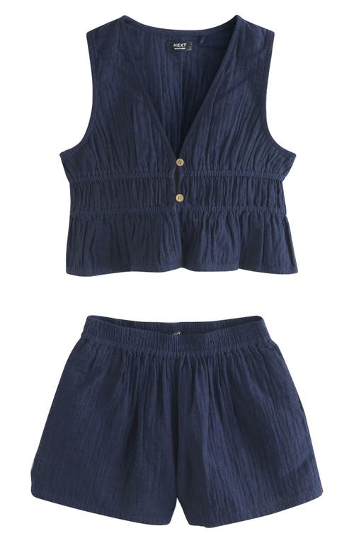 Next Kids' Sleeveless Top, Vest & Shorts Set In Blue