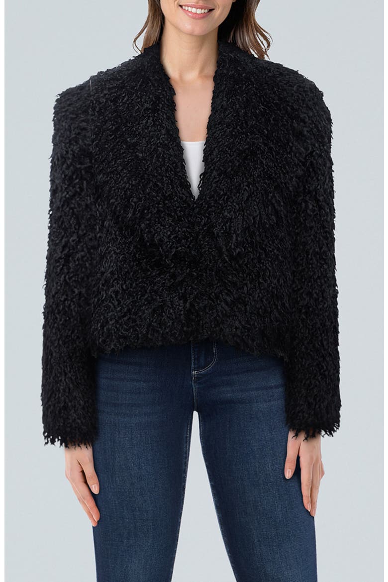Aura Cropped Faux Fur Coat, Main, color, BLACK