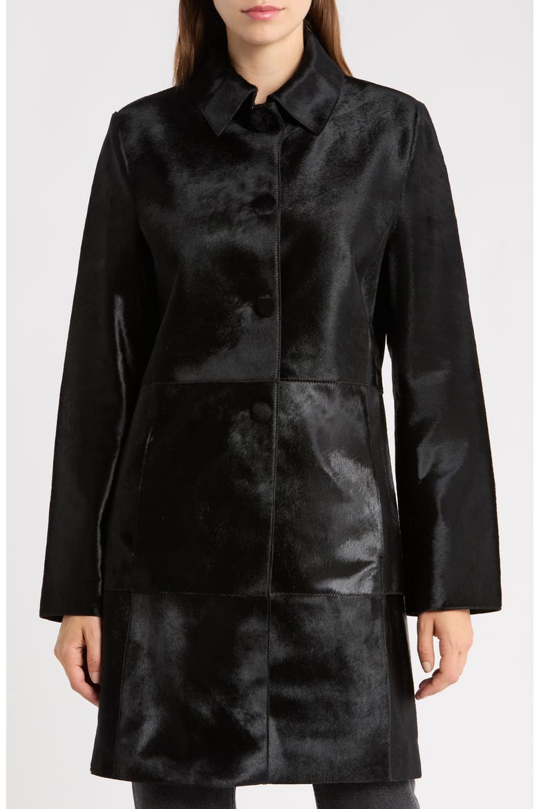 Stella Genuine Calf Hair Coat, Main, color, OBSIDIAN BLACK