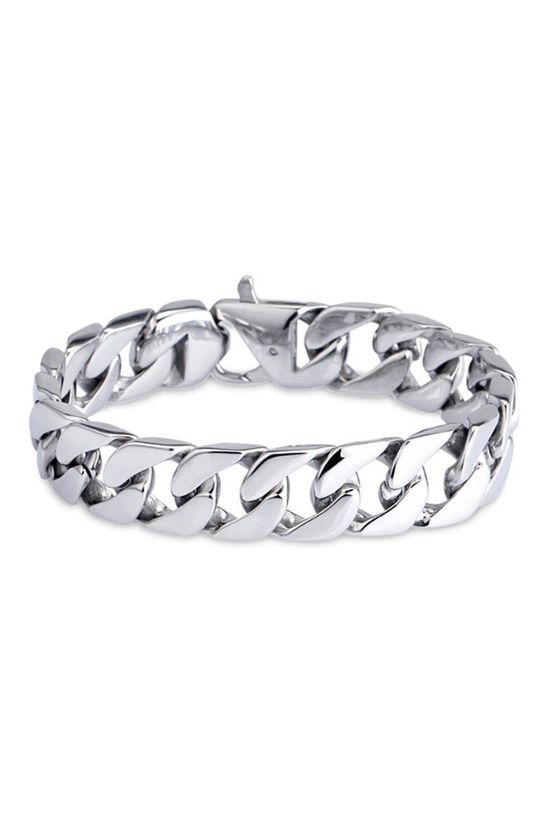 Cuban Link Silver Titanium Bracelet, Main, color, SILVER