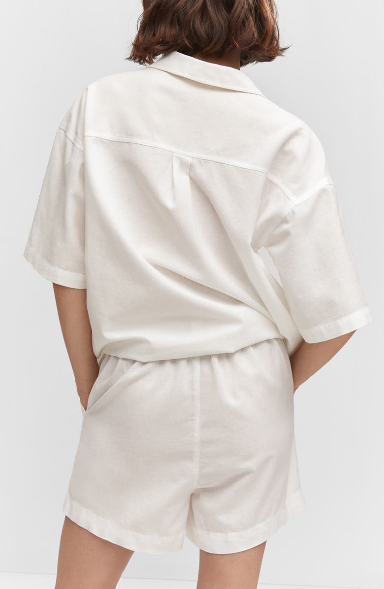 MANGO Cotton & Linen Paperbag Shorts, Alternate, color, White