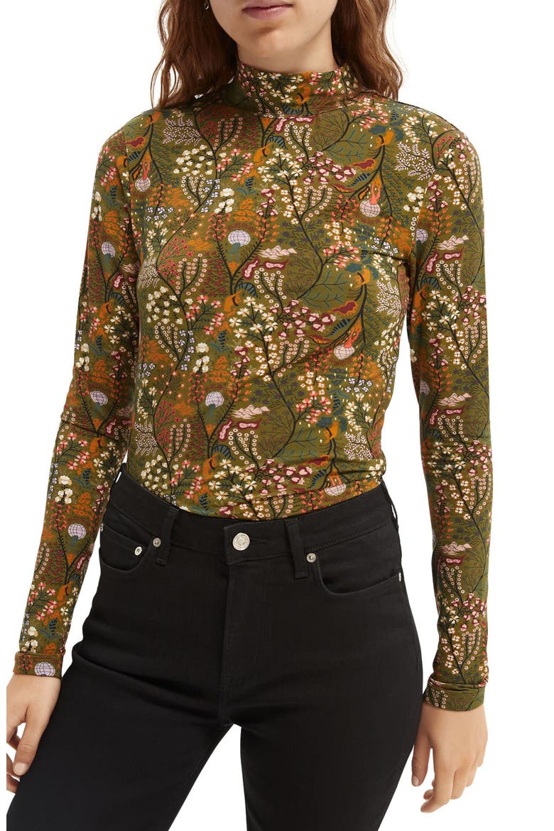 Print Organic Cotton Mock Neck, Main, color, 0222-COMBO F