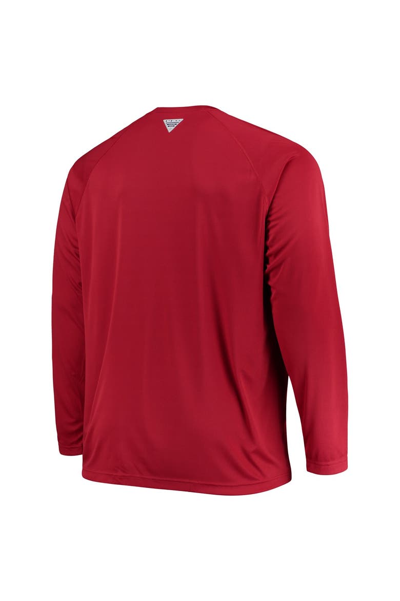 Men's Columbia Crimson Oklahoma Sooners Big & Tall Terminal Tackle Raglan Omni-Shade Long Sleeve T-Shirt, Alternate, color, Crimson