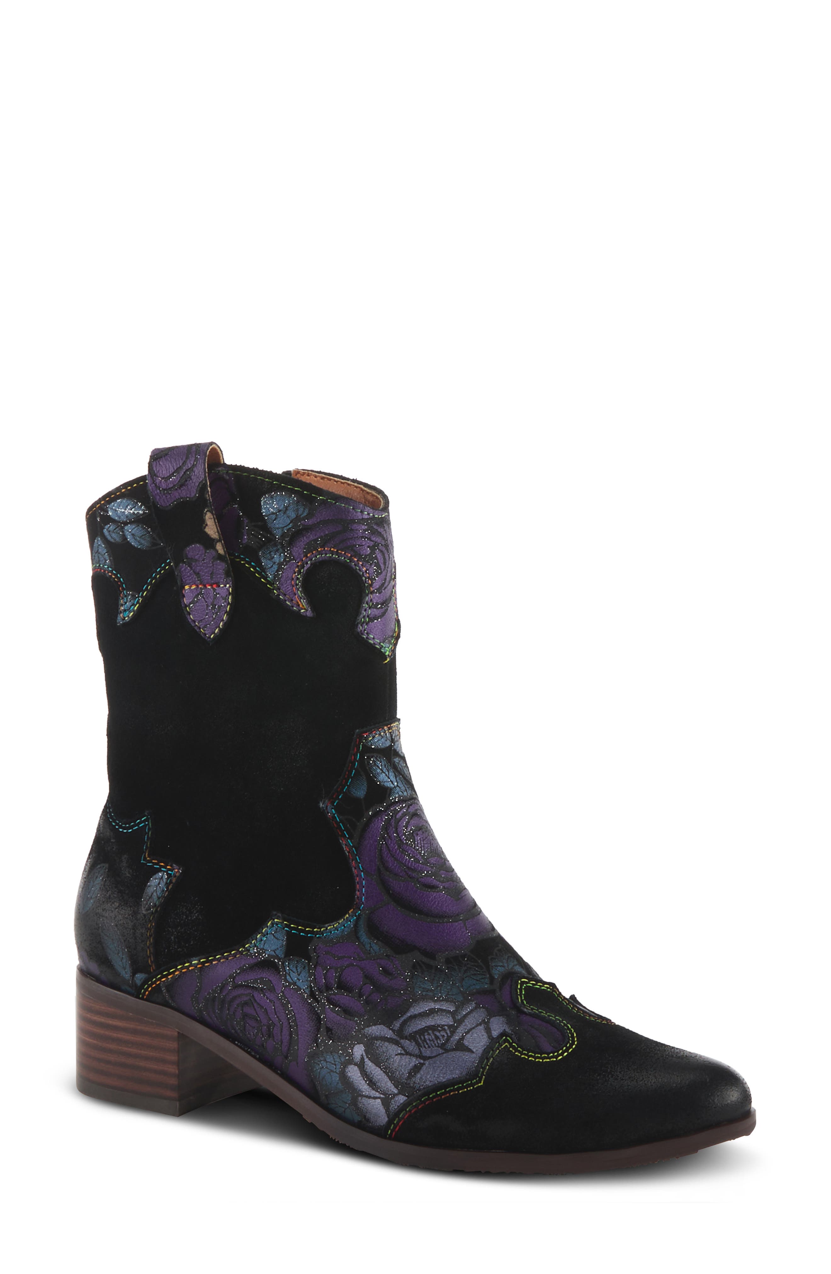 L
Artiste by Spring Step Lady Luck Western Bootie, Main, color, Purple Multi