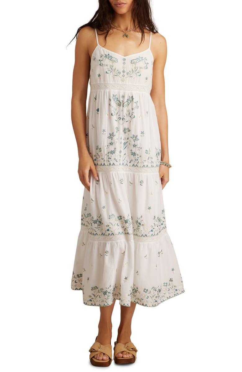 white christmas dresses Lucky Brand Smocked Printed Tube Navy Maxi Long Dress – White Chocolate  Couture main image 1
