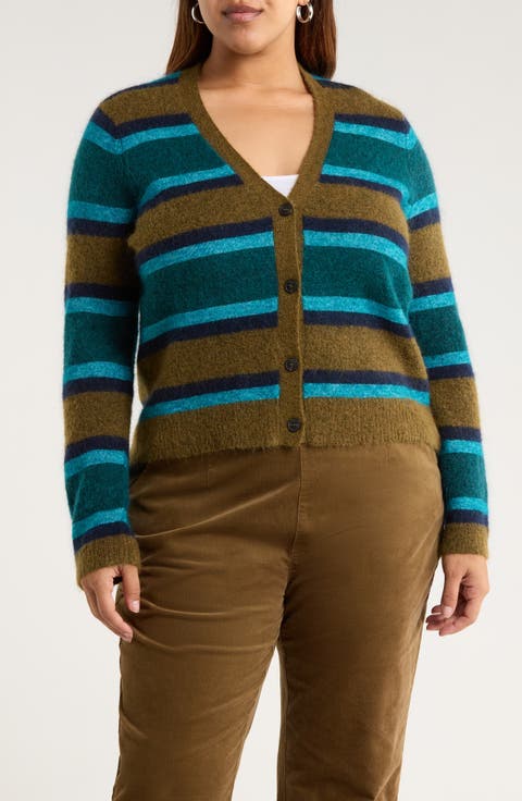 Etching Stripe Cardigan (Plus)