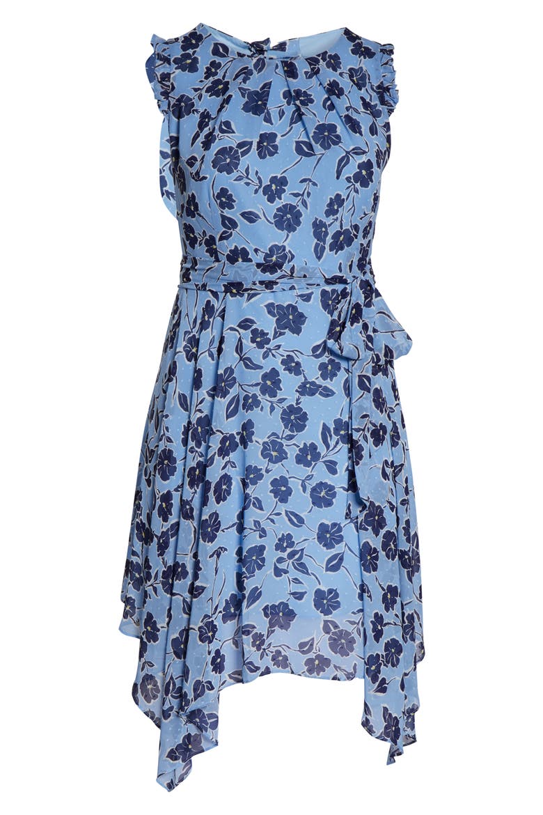 Floral Handkerchief Hem Dress, Alternate, color, BLUE