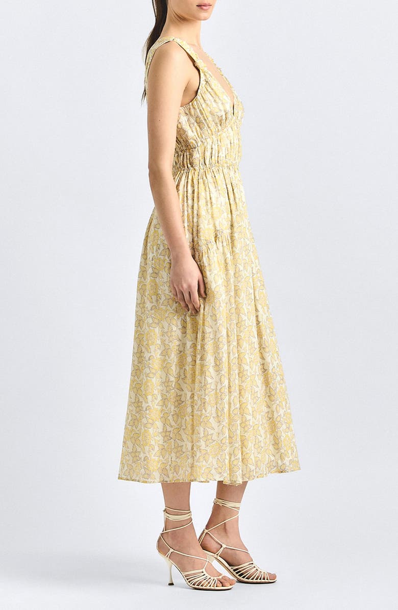 Derek Lam 10 Crosby Sorrel Print Midi Dress, Alternate, color, Valiase Yellow Floral