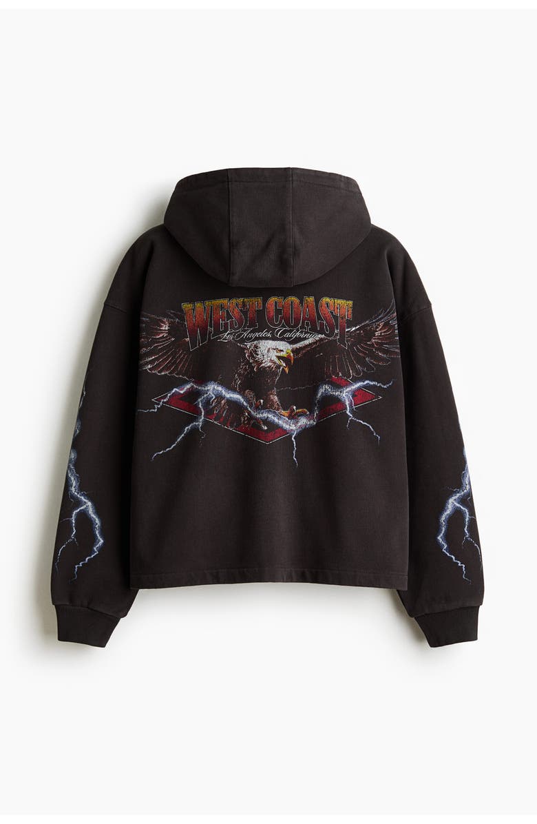 H&M Oversized Fit Boxy Zip-through Hoodie, Alternate, color, Black/West Coast