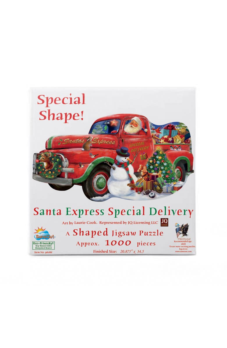 Sunsout Santa Express Special Delivery 1000 piece Jigsaw Puzzle for Adults Special Shape, Alternate, color, Multicolor