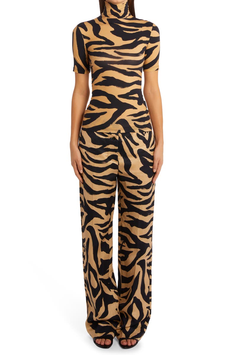 Off-White Brushstroke Zebra Print Turtleneck Top, Alternate, color,