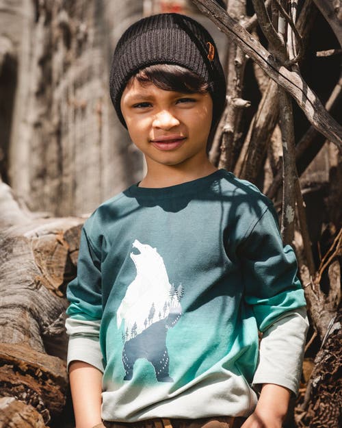 Deux Par Deux Long Sleeve Organic Cotton Gradient Jersey Tee In Green