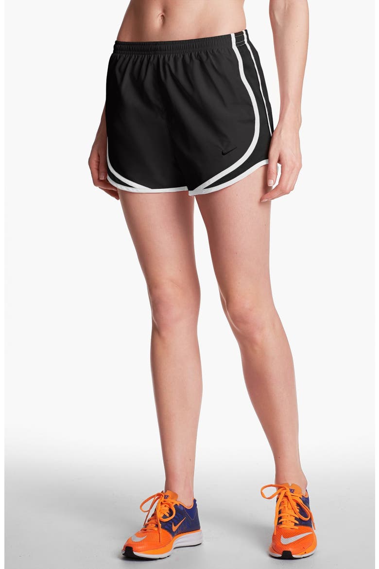 'Tempo' Track Shorts, Main, color, SOLID BLACK/ WHITE