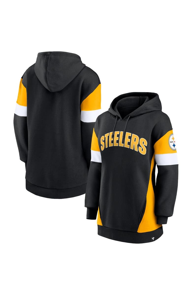 FANATICS Women's Fanatics Branded Black/Gold Pittsburgh Steelers Lock It Down Pullover Hoodie, Main, color, 