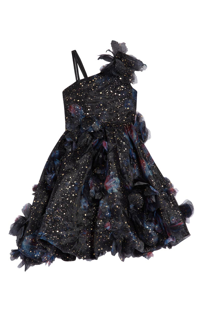 Marchesa Metallic Party Dress, Main, color, 