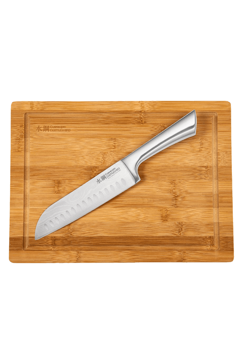 Damashiro® 6.5" Santoku & Board Set, Main, color, Silver