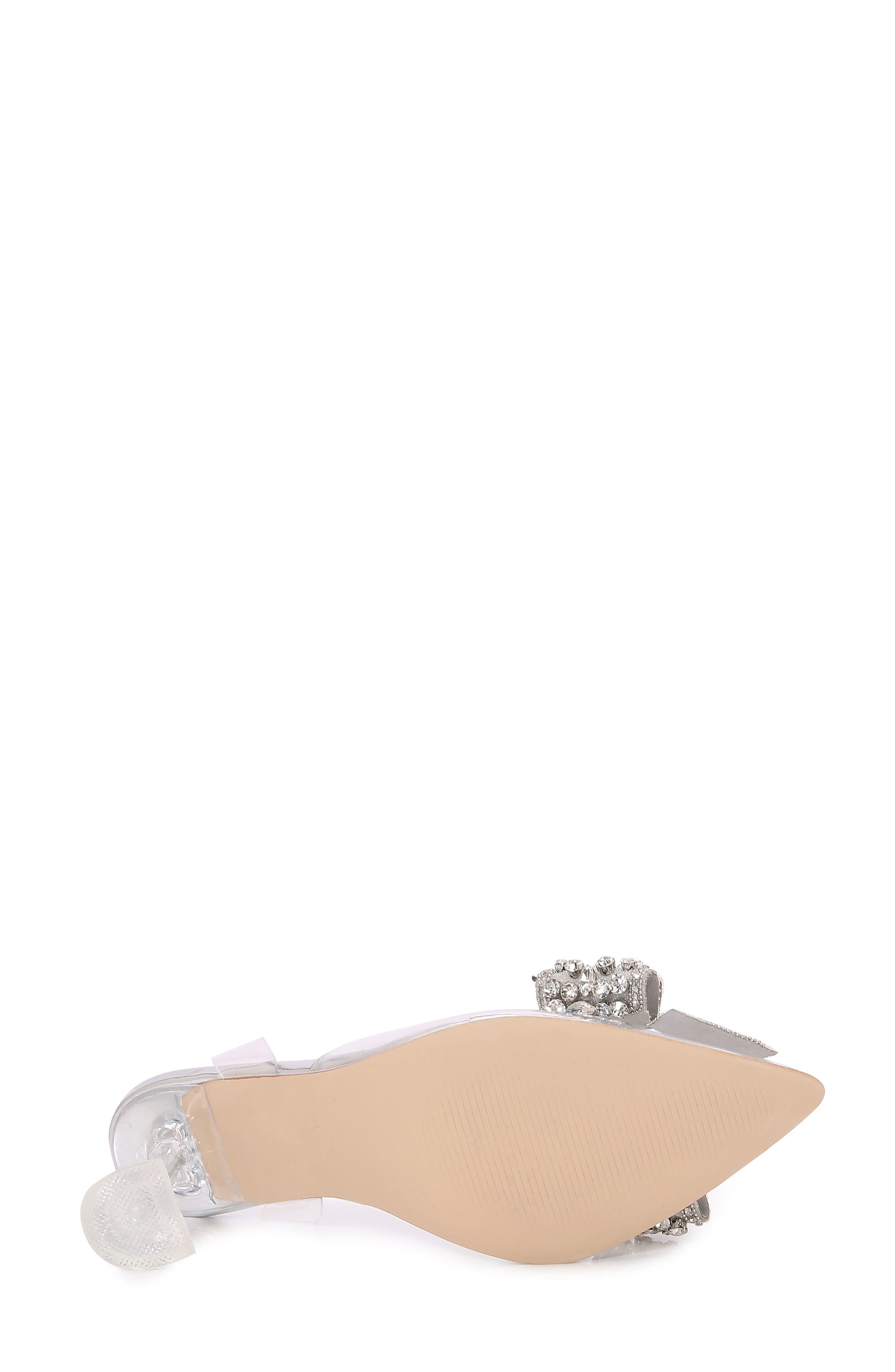 Nina Rhinestone Bow Clear Kitten Heel Pump, Alternate, color, SILVER