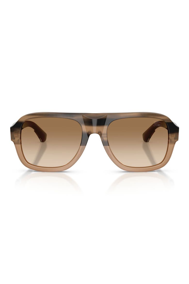 55mm Pilot Sunglasses, Main, color, STRIPED BEIGE / BROWN