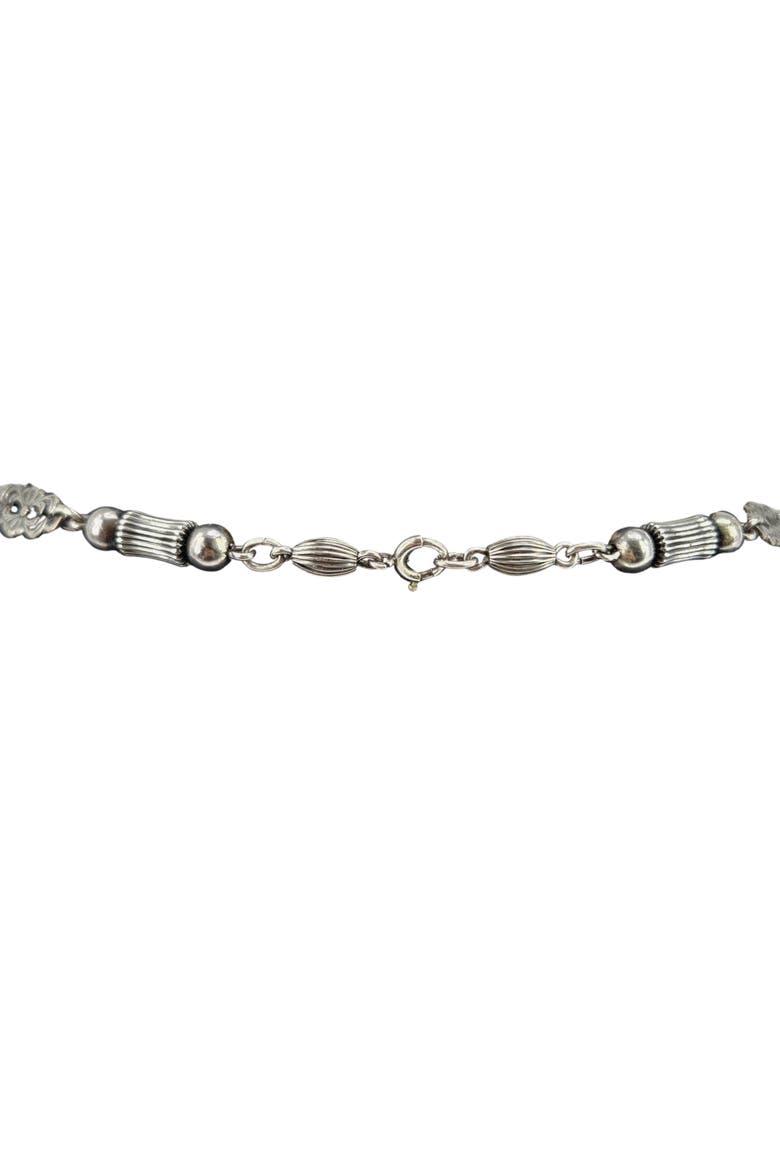 Vintage-Antique Sterling Silver Fleur-de-Lis Station Necklace, Alternate, color, Gold