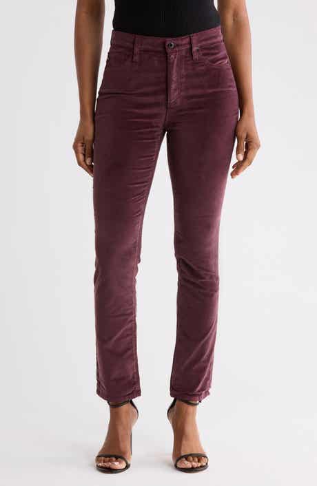 Mari Mid Rise Slim Straight Leg Velvet Jeans